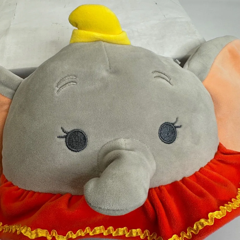 Disney Squishmallows‎ Dumbo Elephant Plush Gray Red Collar 8 Inch Kellytoy Toy